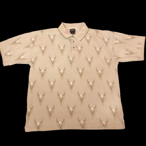 Bull Skull Print Polo Shirt - Picture 1 of 3